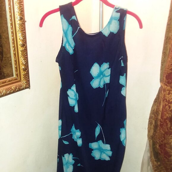 EUC Long Blue Floral Summer Dress - Picture 1 of 4